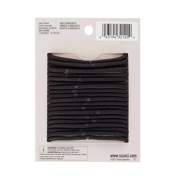 scunci No Damage Elastic Hair Ties - Black - 4mm/20ct