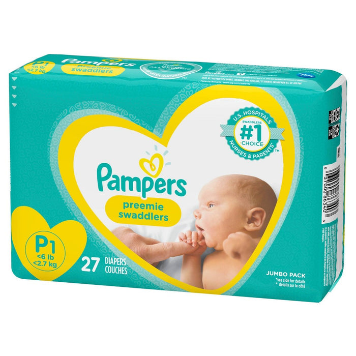 Pampers Swaddlers Active Baby Diapers Jumbo Pack - Size Preemie - 27ct