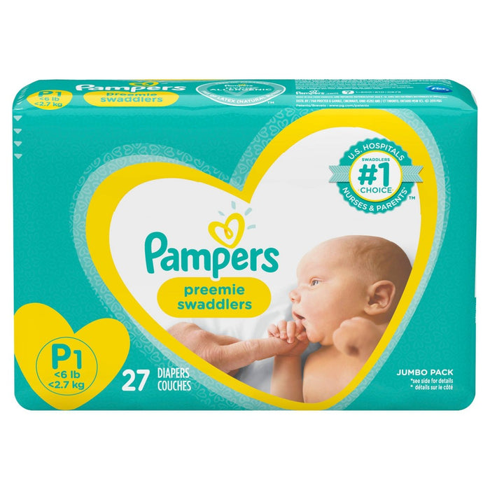 Pampers Swaddlers Active Baby Diapers Jumbo Pack - Size Preemie - 27ct