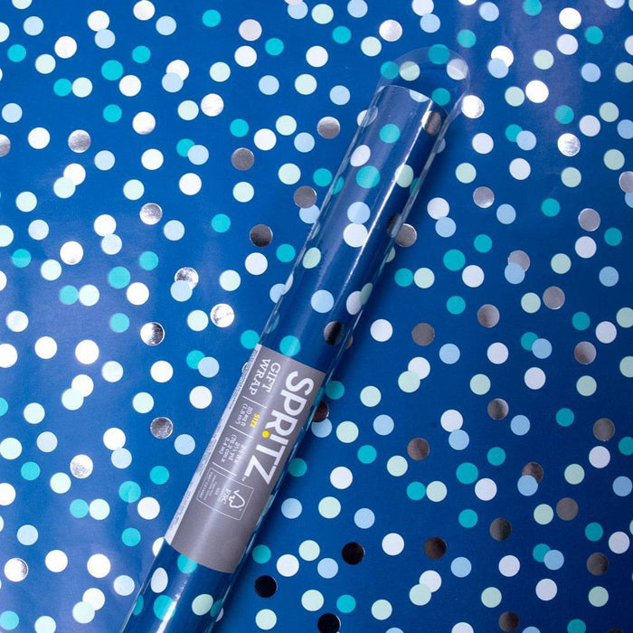 Foil Dot Gift Wrapping Paper Navy - Spritz