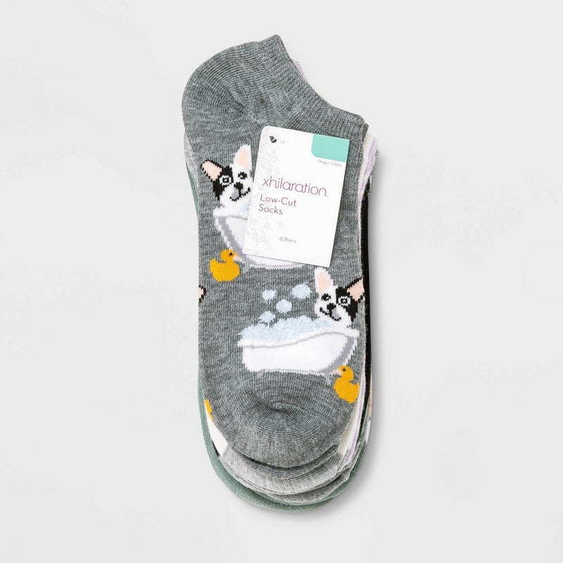 Women's Spa Dogs 6pk Low Cut Socks - Xhilaration Assorted Colors 4-10