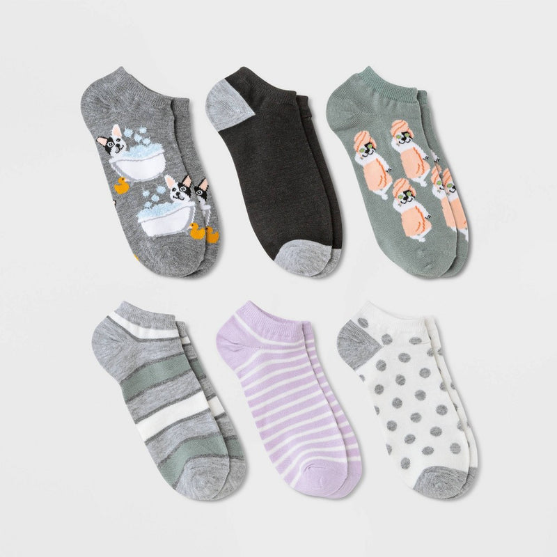 Women's Spa Dogs 6pk Low Cut Socks - Xhilaration Assorted Colors 4-10