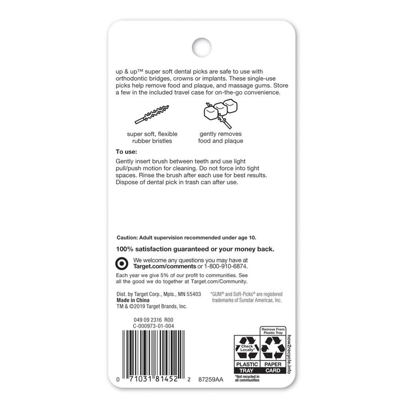 Super Soft Dental Picks - Trial Size - 100ct - up & up