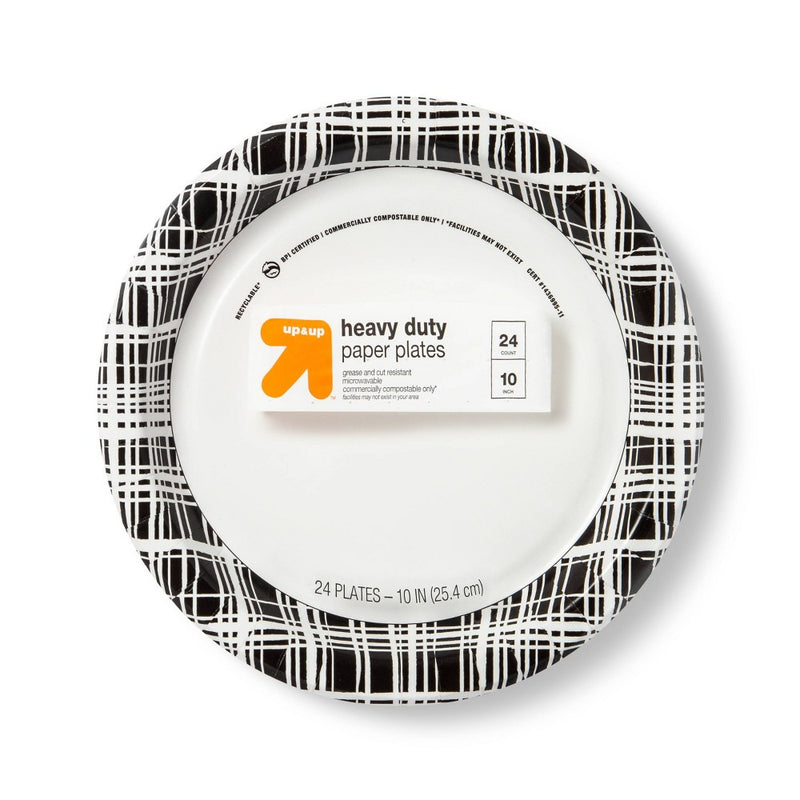 Halloween Disposable Plate 10" - Black Plaid - 24ct - up & up