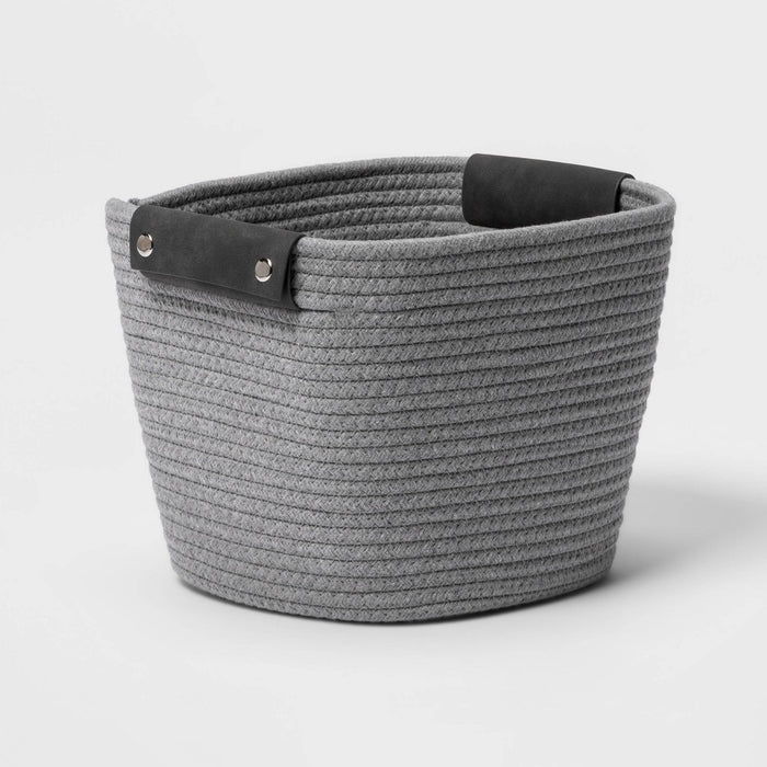 11" Decorative Coiled Rope Basket Gray - Brightroom