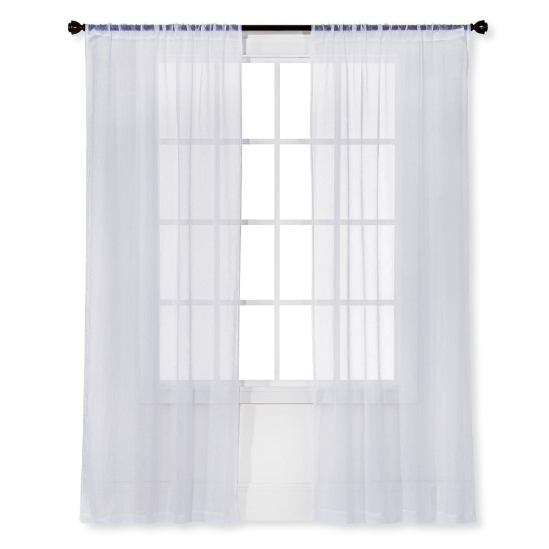 1pc 40"x84" Sheer Crinkle Window Curtain Panel White - Room Essentials