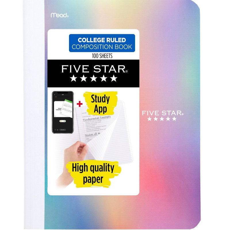 Five Star 100 Sheets College Ruled Technicolor Composition Book Holo