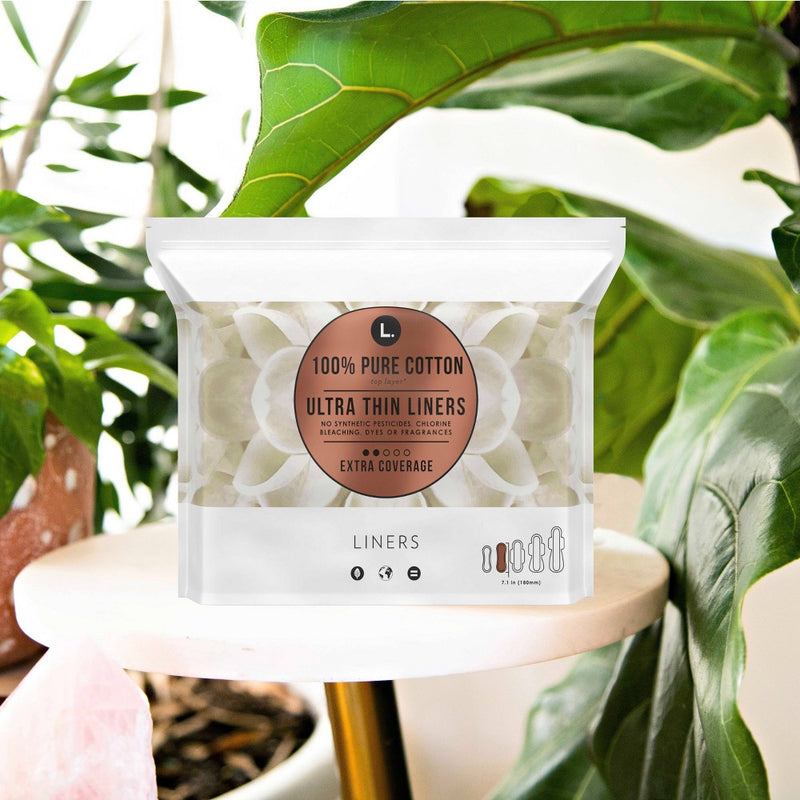 L . Organic Cotton Topsheet Ultra Thin Extra Coverage Panty Liners - 80ct