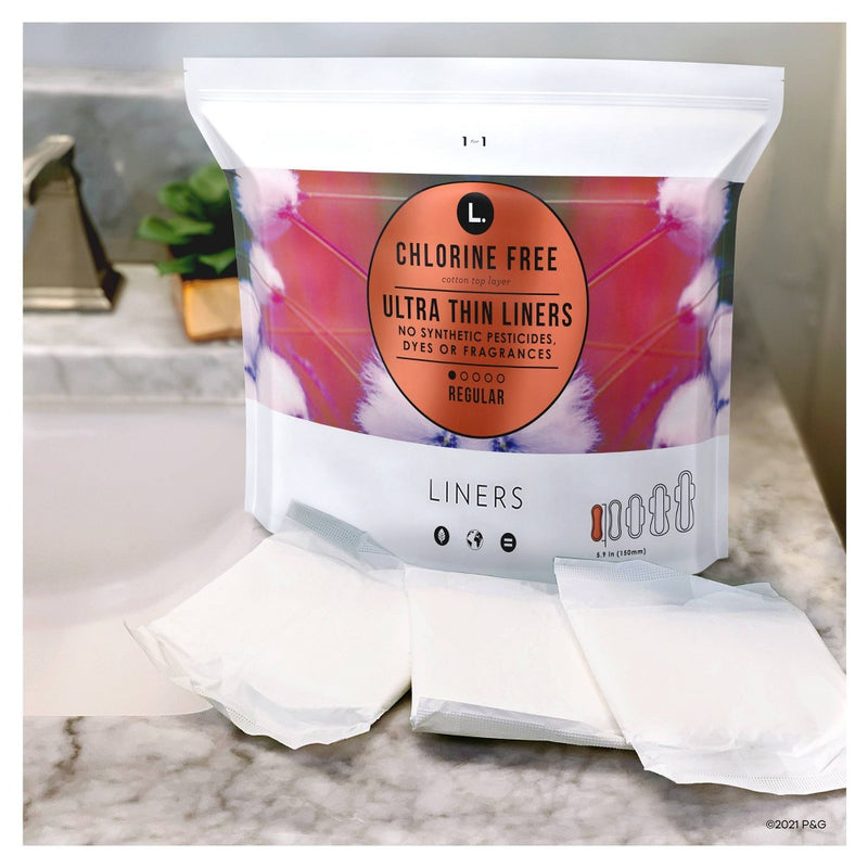 L . Organic Cotton Topsheet Ultra Thin Extra Coverage Panty Liners - 80ct