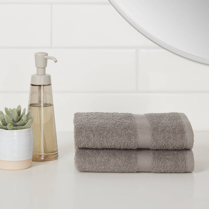 2pk Hand Towel Set Dark Gray - Room Essentials