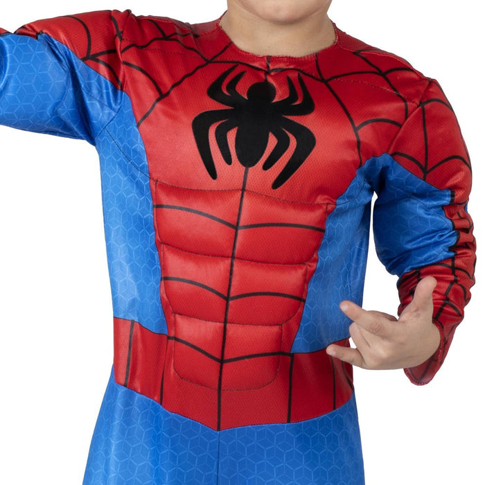 Toddler Marvel Spider-Man Muscle Chest Halloween Costume Jumpsuit with Mask 3-4T