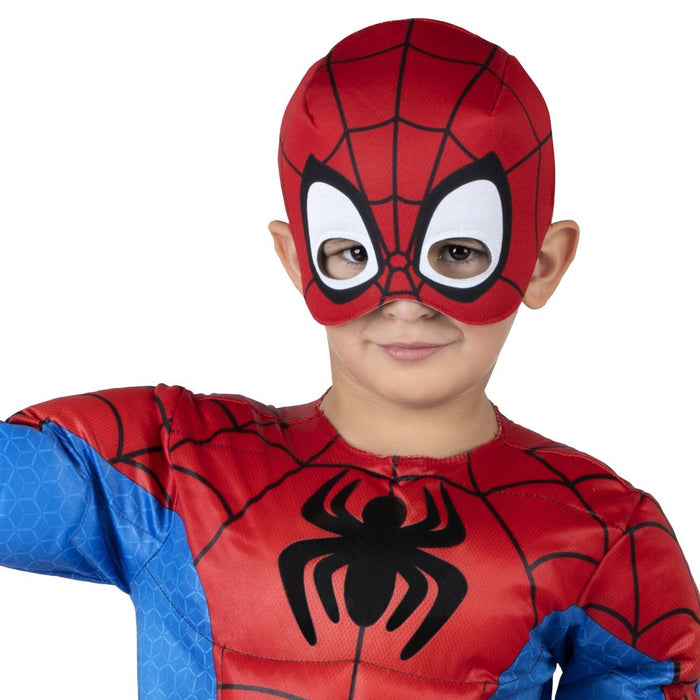 Toddler Marvel Spider-Man Muscle Chest Halloween Costume Jumpsuit with Mask 3-4T