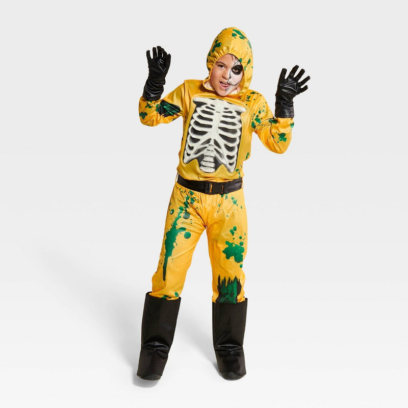 Kids' Glow in the Dark Biohazard Halloween Costume Jumpsuit S - Hyde & EEK! Boutique