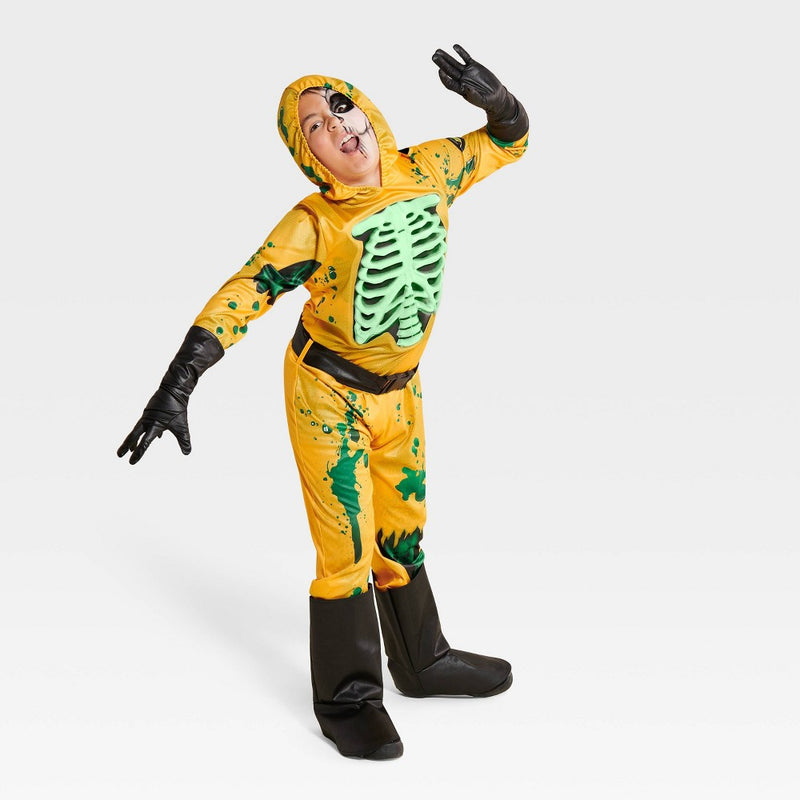 Kids' Glow in the Dark Biohazard Halloween Costume Jumpsuit S - Hyde & EEK! Boutique