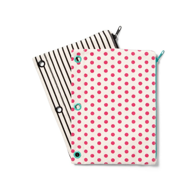 Canvas Binder Pencil Pouch Rose Pink/White Polka Dot - up & up