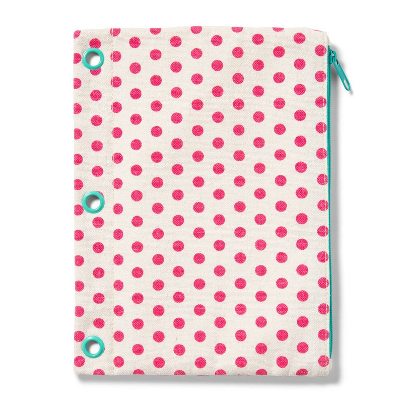 Canvas Binder Pencil Pouch Rose Pink/White Polka Dot - up & up