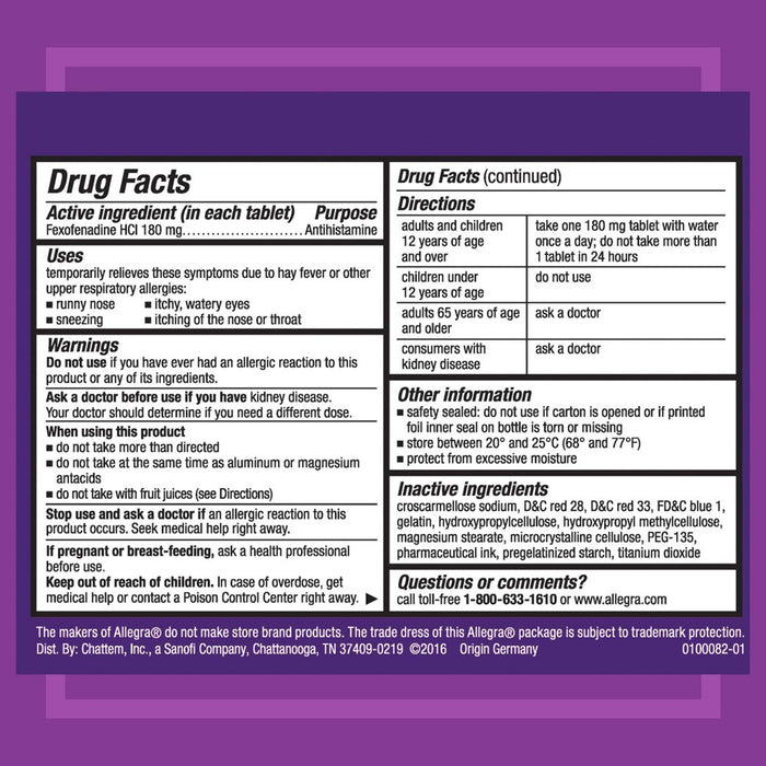 Allegra 24 Hour Allergy Relief Gel caps - Fexofenadine Hydrochloride - 60ct