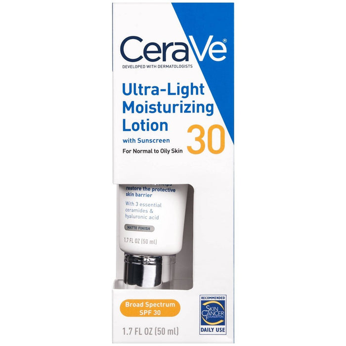 CeraVe Ultra-Light Face Lotion Moisturizer with Sunscreen-SPF 30-1.7oz EXP: 10/25