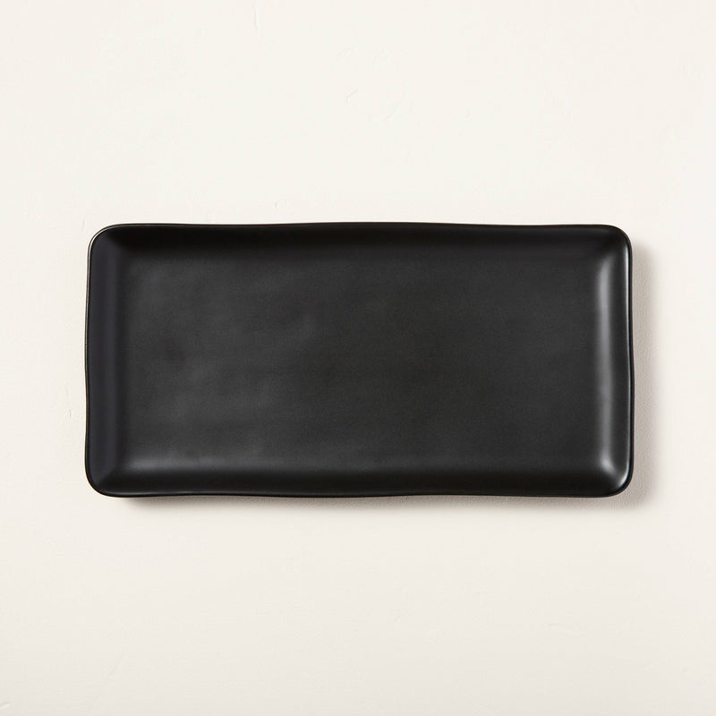 Large Rectangle Matte Stoneware Serve Tray Black - Hearth & Hand with Magnolia