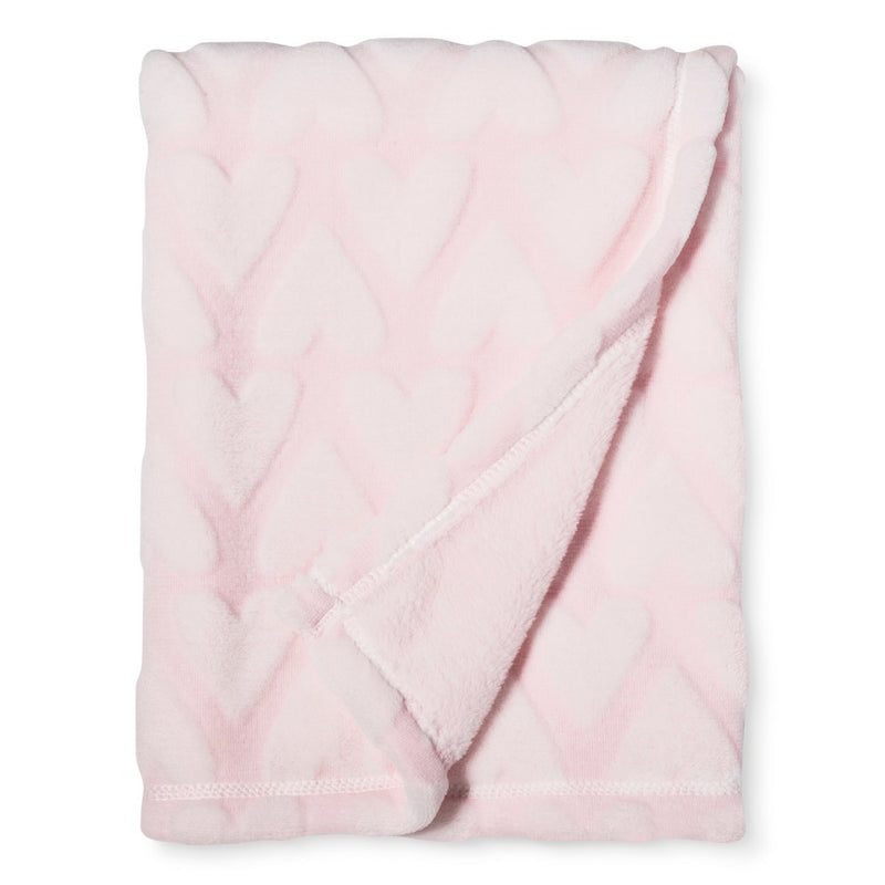 Plush Embossed Baby Blanket Hearts - Cloud Island& Pink
