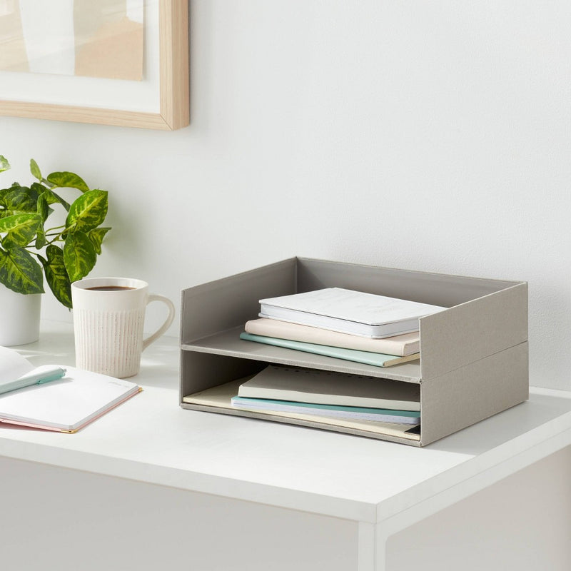 Canvas Letter Tray Organization Set of 2 Gray - Brightroom