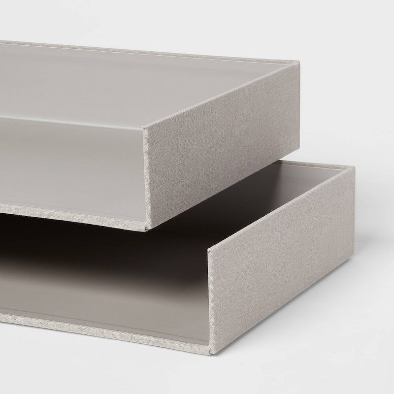Canvas Letter Tray Organization Set of 2 Gray - Brightroom