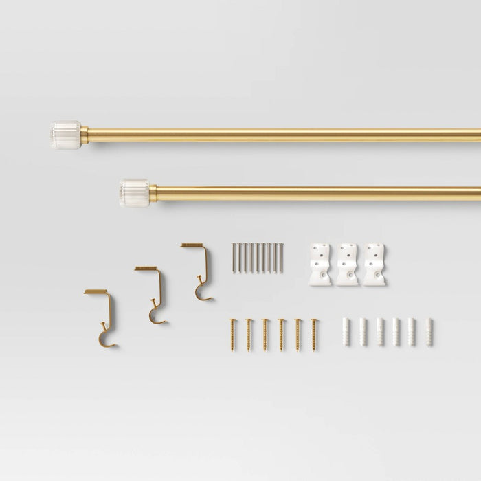 36"-66" Clear Ribbed Curtain Rod Brass - Threshold (LOCAL PICKUP ONLY)