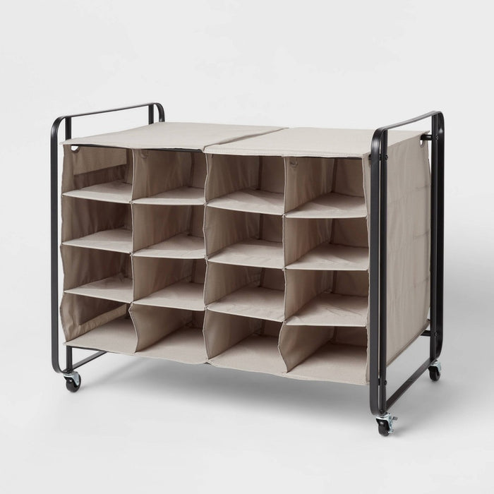 4 Tier Rolling Cubby Shoe Rack Gray - Brightroom (LOCAL PICKUP ONLY)