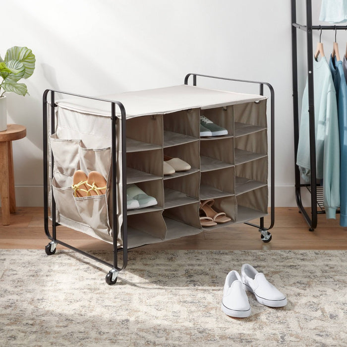 4 Tier Rolling Cubby Shoe Rack Gray - Brightroom (LOCAL PICKUP ONLY)