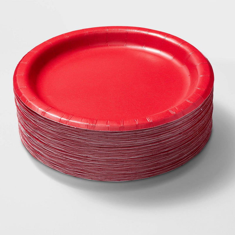 60ct 6.75" Holiday Solid Snack Plates Red - Spritz