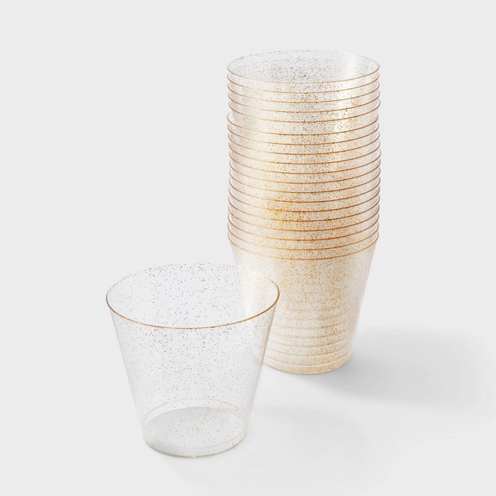 20ct Plastic Stemless Wine Glasses Gold - Spritz