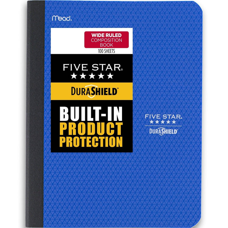 Five Star 100 Sheets Wide Ruled Anti-Microbial Composition Book Cobalt Blue