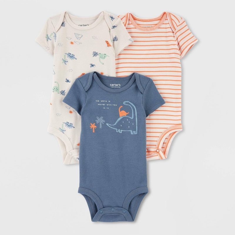 Carter's Just One You Baby 3pk Dino Bodysuit - Orange/Blue 9M