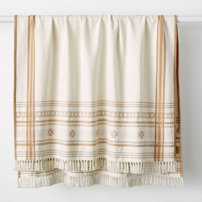 60" x 86" Oversized 100% Cotton Bed Throw Perfect Pecan - Theshold designed with Studio McGee