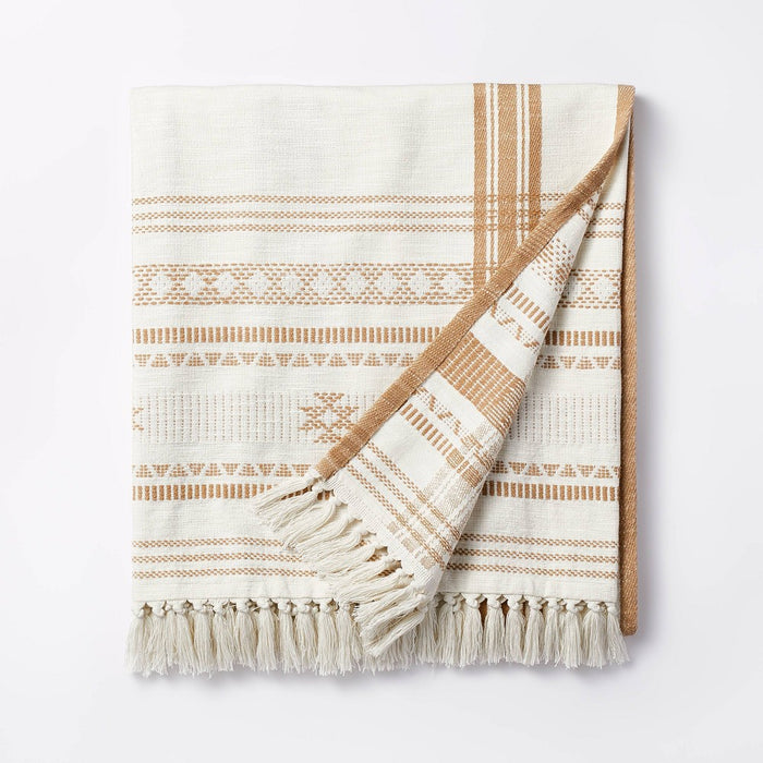 60" x 86" Oversized 100% Cotton Bed Throw Perfect Pecan - Theshold designed with Studio McGee