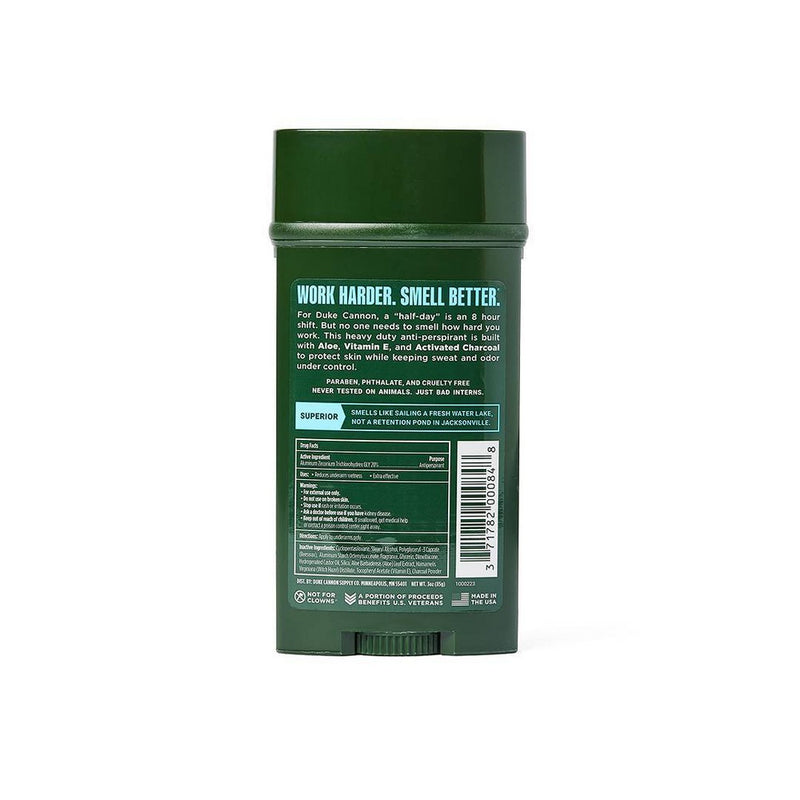 Duke Cannon Antiperspirant & Deodorant - Superior - Maximum-Strength Antiperspirant for Men - Scented - 3 oz