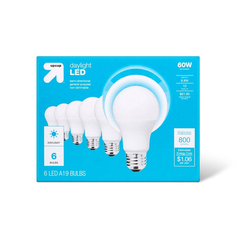 LED 60W 6pk Daylight CA Light Bulbs - up & up
