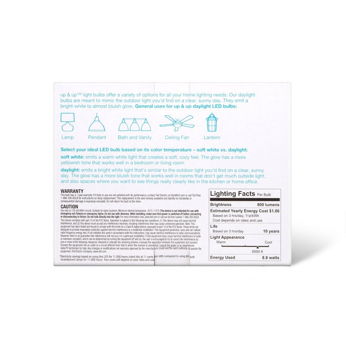 LED 60W 6pk Daylight CA Light Bulbs - up & up