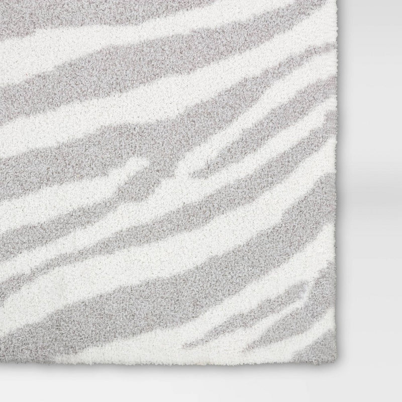 Cozy Feathery Knit Zebra Throw Blanket Gray - Threshold