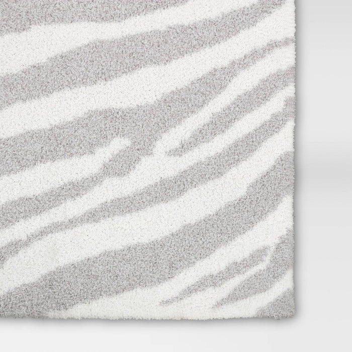Cozy Feathery Knit Zebra Throw Blanket Gray - Threshold