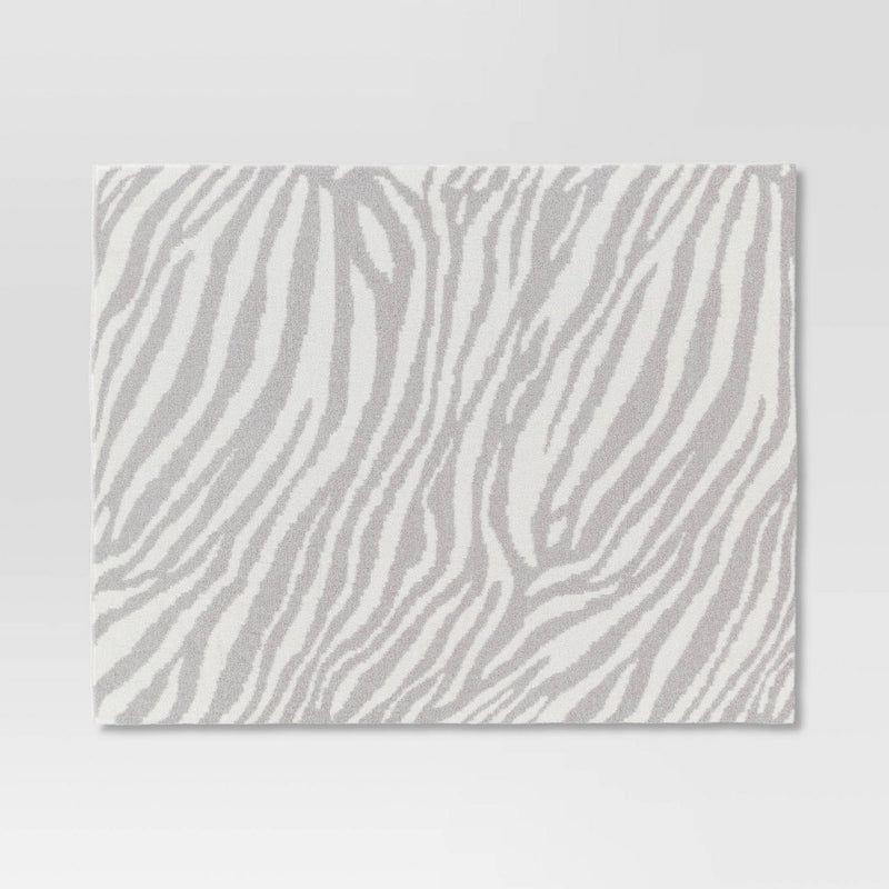 Cozy Feathery Knit Zebra Throw Blanket Gray - Threshold