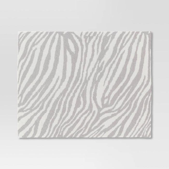 Cozy Feathery Knit Zebra Throw Blanket Gray - Threshold
