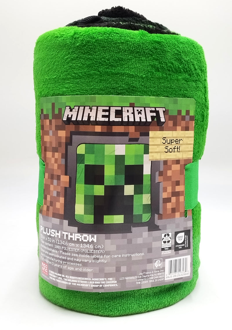 Minecraft Creeper 53"x53"Throw Blanket Green