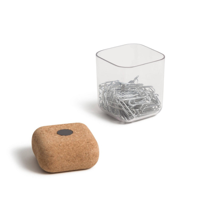 U Brands Magnetic Paper Clip Holder Natural Cork Top