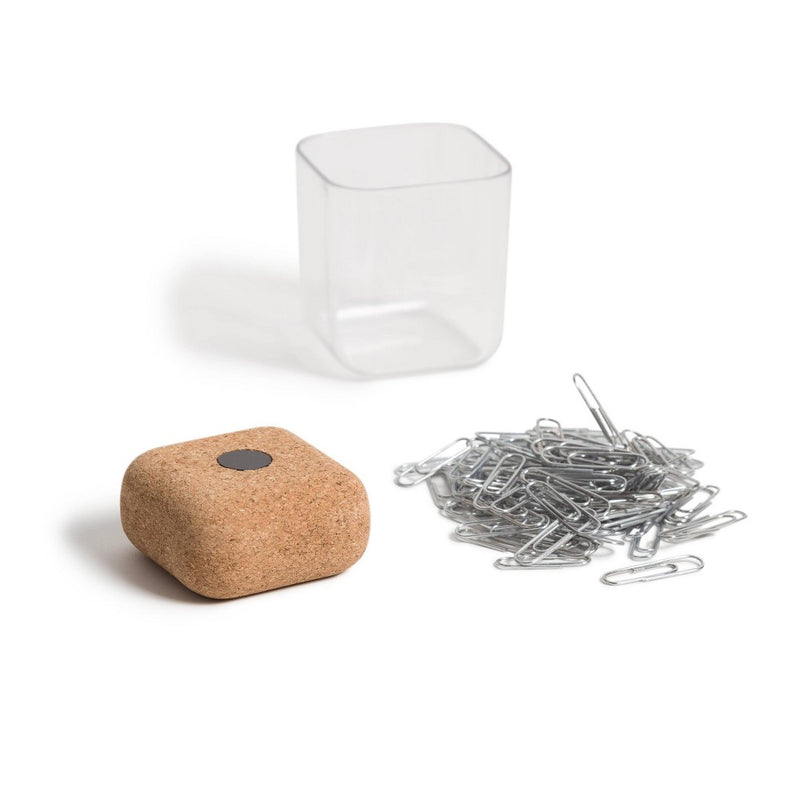 U Brands Magnetic Paper Clip Holder Natural Cork Top
