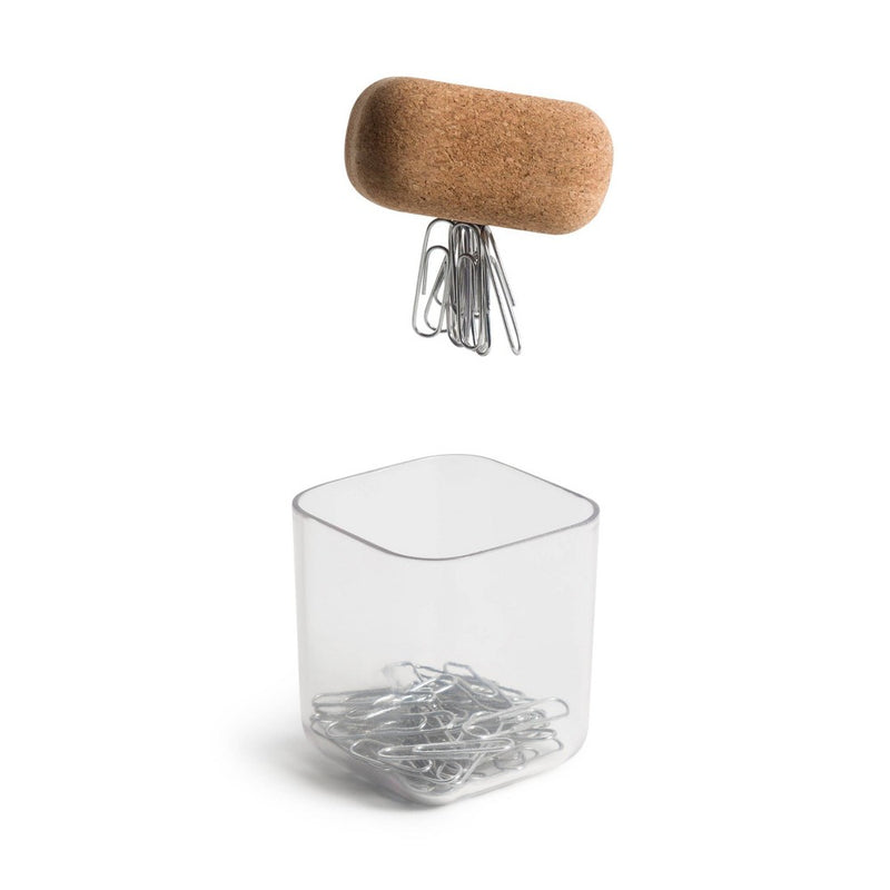 U Brands Magnetic Paper Clip Holder Natural Cork Top