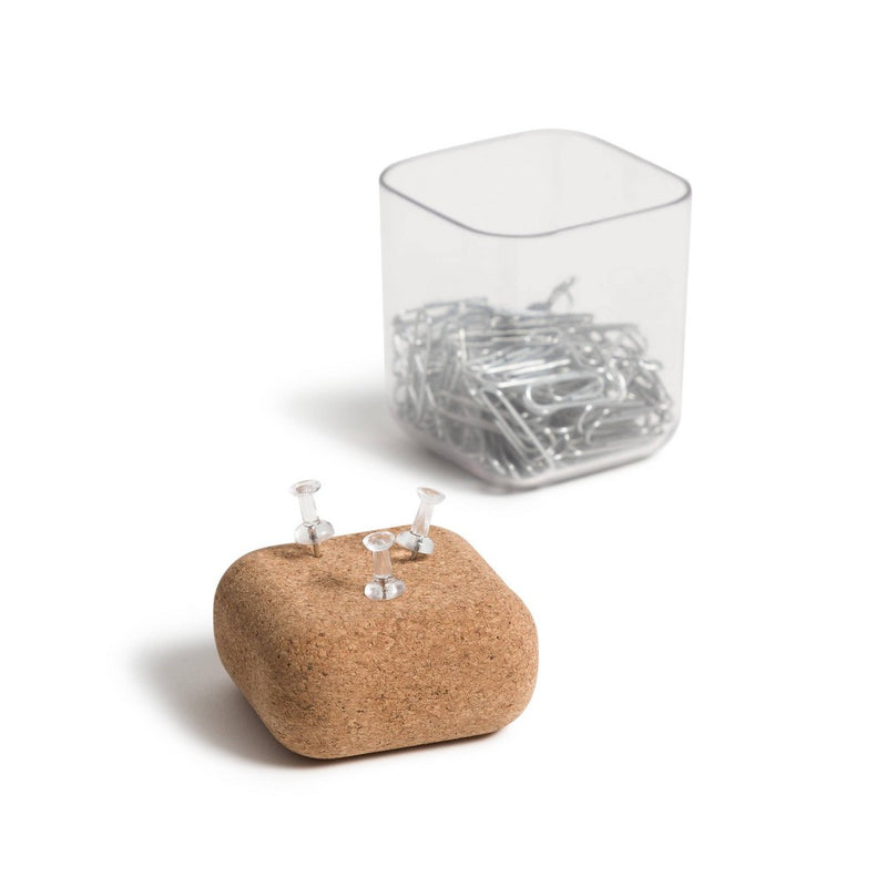 U Brands Magnetic Paper Clip Holder Natural Cork Top