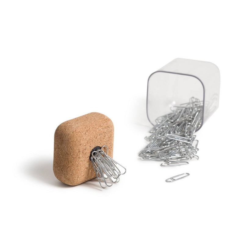 U Brands Magnetic Paper Clip Holder Natural Cork Top