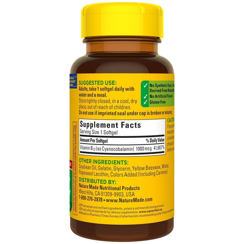 Nature Made Vitamin B12 (1000 mcg), Energy Metabolism Support Softgels - 150ct