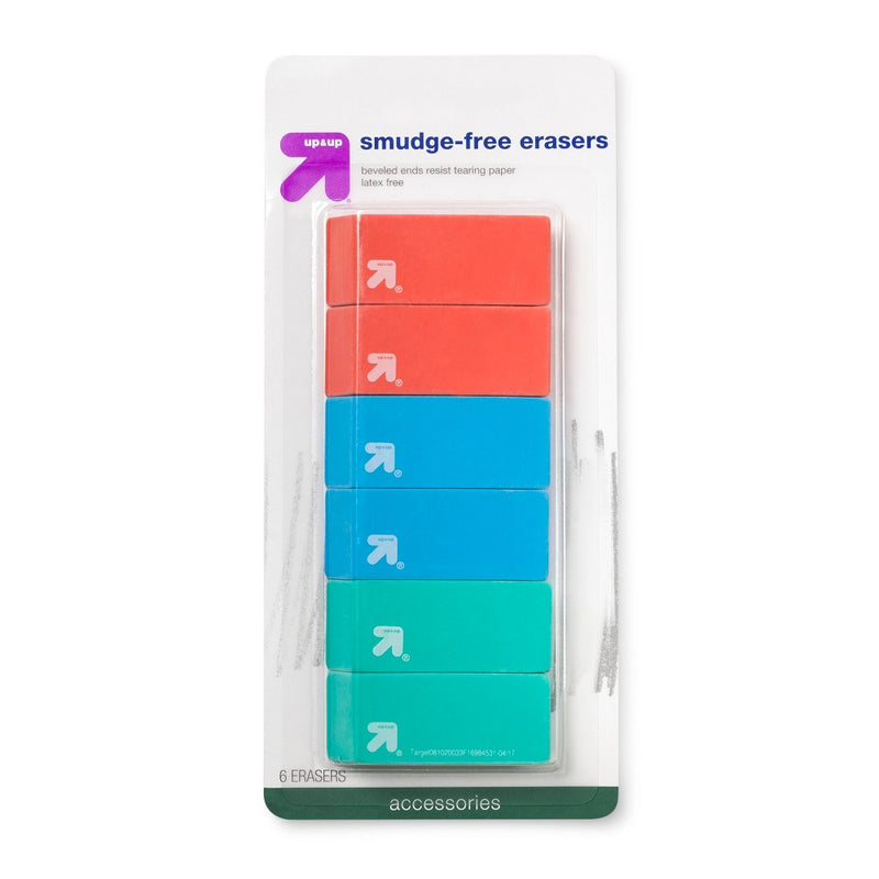 Smudge Free Erasers 6ct - up & up